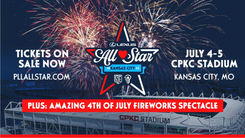 A cover graphic for 2025 All Star game in Kansas city presented by Lexus. Tickets on sale now! PLLALLSTAR.com July 4-5 at CPKC Stadium Kansas City, MO. Plus there will be fireworks.