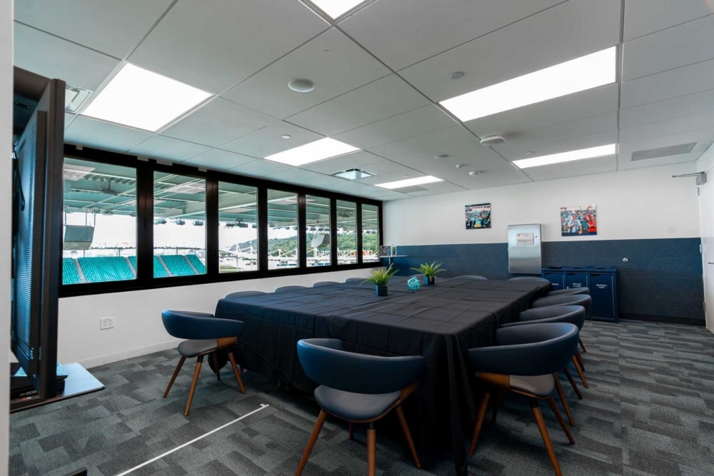 Broadcast room table setup.