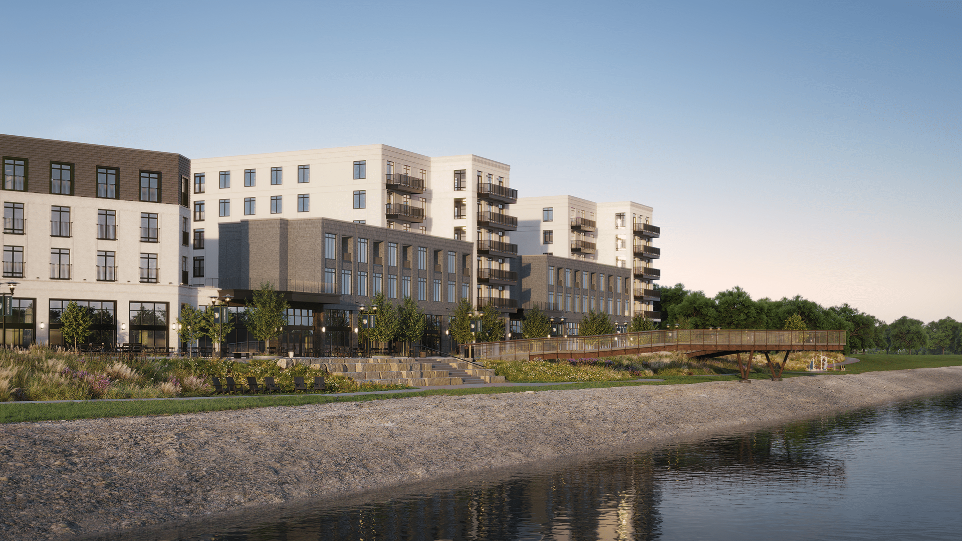 A cover rendering of the new Levee Park.