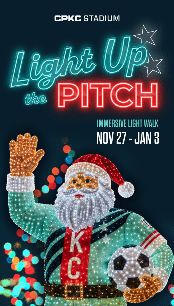 Light Up the Pitch Immersive Light Walk Nov 27 - Jan 3 CPKC Stadium.
