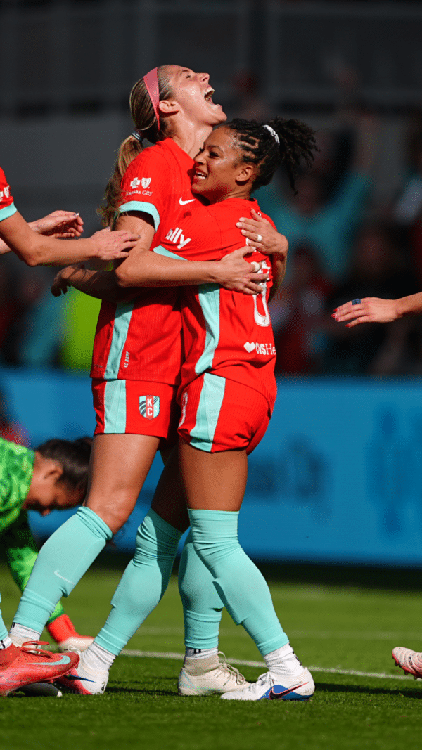 Players celebrating a goal.