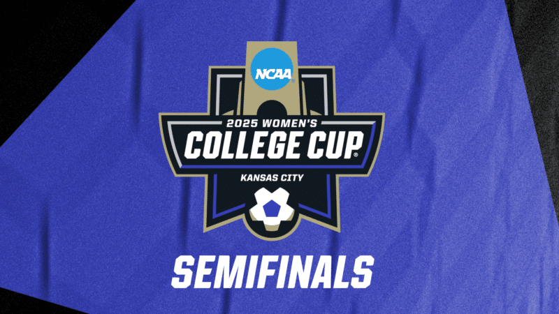 NCAA 2025 Women's College Cup Kansas City semifinals graphic.