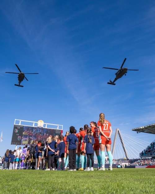 Helicopters Flying Over CPKC Stadium